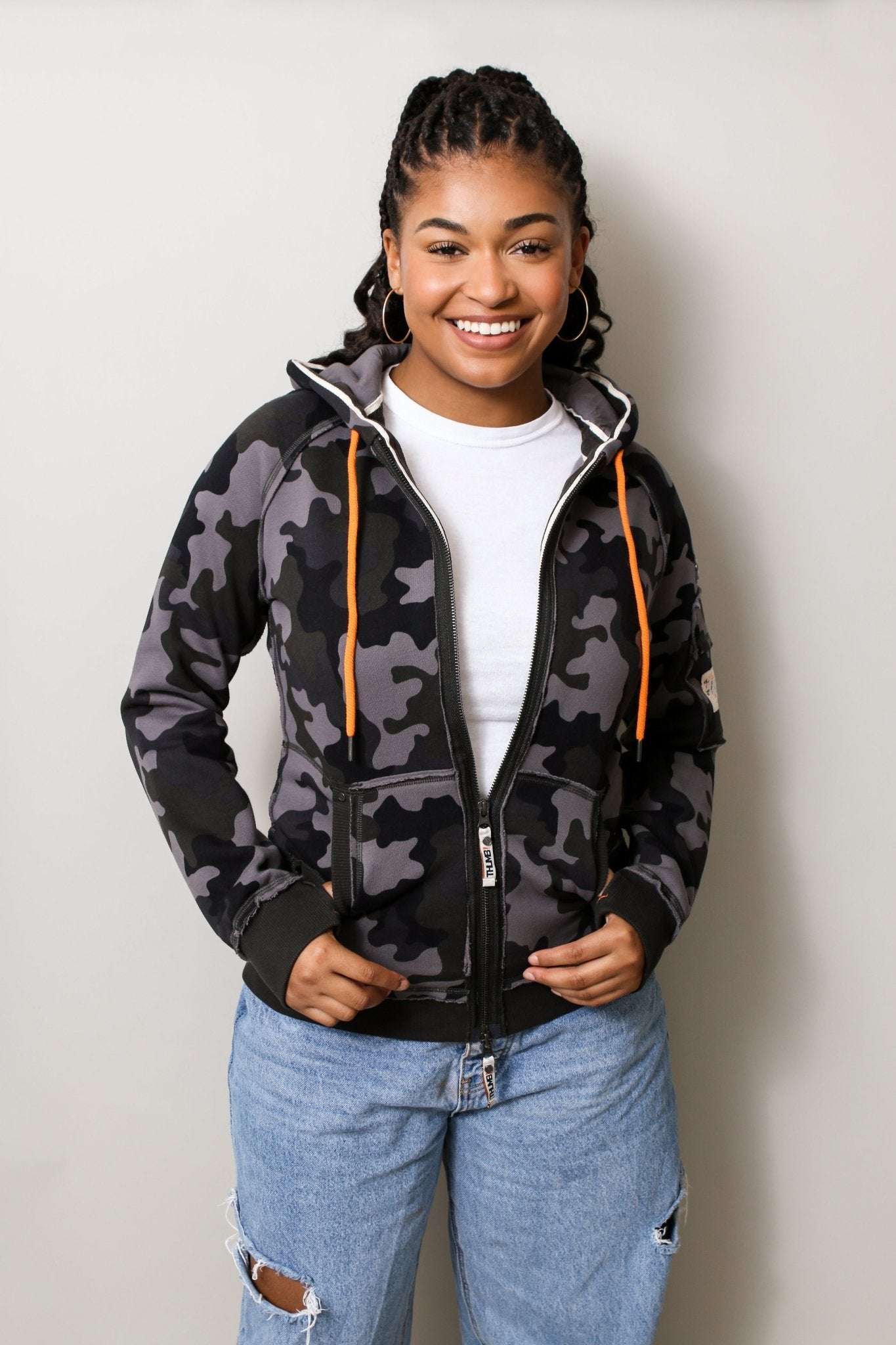 Camouflage zip 2024 up hoodie womens